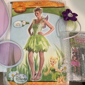 Tinkerbell costume w wings headband & sparkle dust